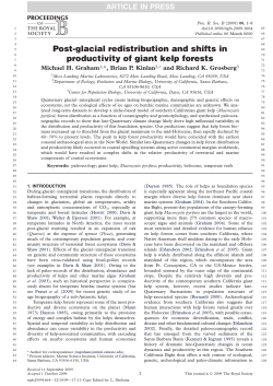 Post-glacial redistribution and shifts in productivity of giant kelp forests
