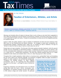 Taxation of Entertainers, Athletes, and Artists