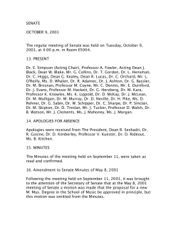 SENATE OCTOBER 9, 2001 The regular meeting of Senate was