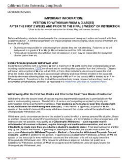 Petition to Withdraw - After the First Two Weeks and Prior to the Final