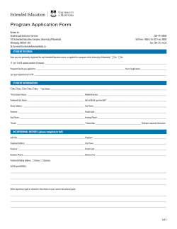 Program Application Form - Extended Education, University of