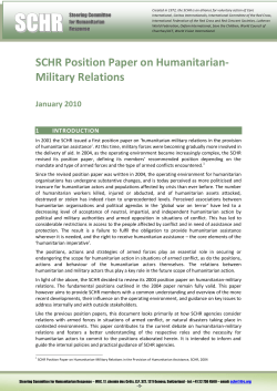 SCHR Position Paper on Humanitarian