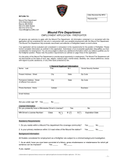 Date Received By City: - Mound Fire Department