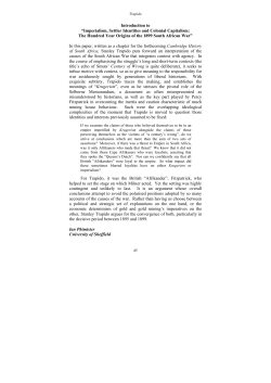 Introduction to &ldquo;Imperialism, Settler Identities and Colonial