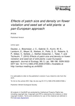Effects of patch size and density on flower visitation and seed set of