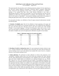 Initial Report on the Calibration of Paper and Pencil Forms