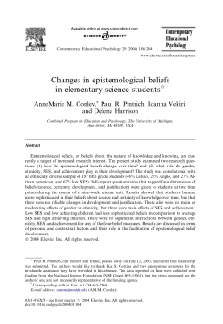 Changes in epistemological beliefs in elementary science students q