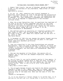 Q.911eg~ Bowl Tournament Round Number 826 * 1. Robert Todd