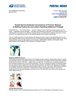 Postal Service Extends Convenience of Forever Stamps