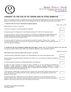 CONSENT TO THE USE OF MY SPERM AND IN VITRO EMBRYOS