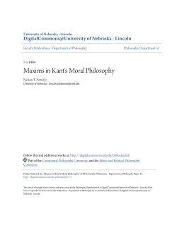 Maxims in Kant`s Moral Philosophy - DigitalCommons@University of