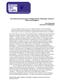 of Childe Harold`s Pilgrimage: Classical Fetish and Whiggism