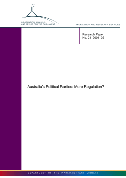 Australia`s Political Parties: More Regulation?