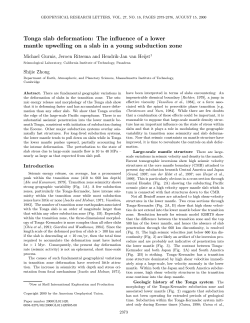 Tonga slab deformation: The influence of a lower mantle upwelling