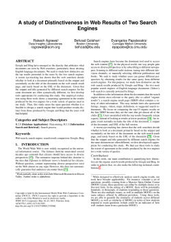 A study of Distinctiveness in Web Results of Two Search Engines