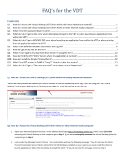 FAQ`s for the VDT
