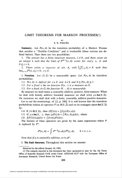 LIMIT THEOREMS FOR MARKOV PROCESSESO