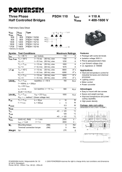 Three Phase PSDH 110 IdAV = 110 A Half Controlled Bridges = 400