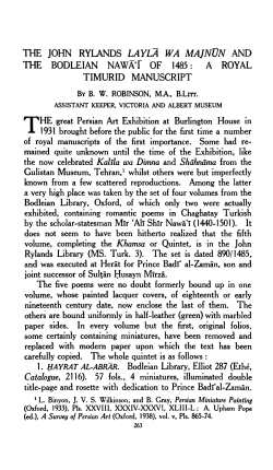 THE JOHN RYLANDS LAYLA WA MAJNUN AND THE BODLEIAN