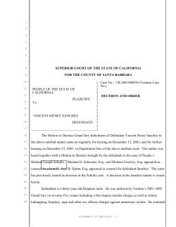 Vincent Henry Sanchez Decision and Order
