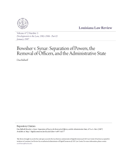 Bowsher v. Synar: Separation of Powers, the Removal of Officers