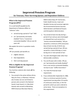 For Veterans, Their Surviving Spouse And