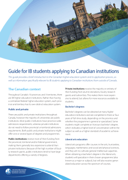 Guide for IB students applying to Canadian institutions