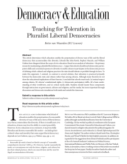 Teaching for Toleration in Pluralist Liberal Democracies