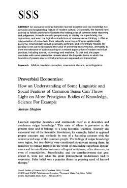 Proverbial Economies: How an Understanding