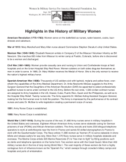 Highlights in the History of Military Women