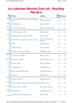 Accelerated Reader Quiz List - Reading Practice