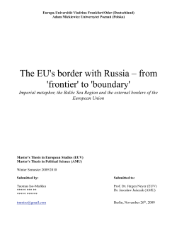 The EU border with Russia - from `Frontier` to `Boundary`