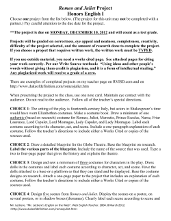 Romeo and Juliet Project Honors English I