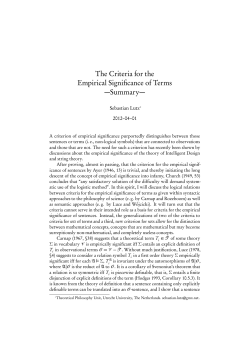 The Criteria for the Empirical Significance of Terms &mdash;Summary&mdash;