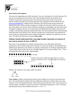 Parent Letter for Grade 1 - Place Value