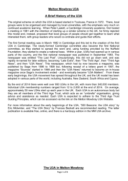 Melton Mowbray U3A A Brief History of the U3A The U3A in Melton