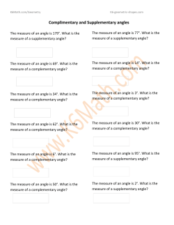 Complimentary and Supplementary angles