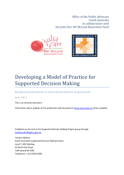 Developing a Model of Practice for Supported Decision Making