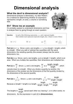 Dimensional analysis - Benjamin
