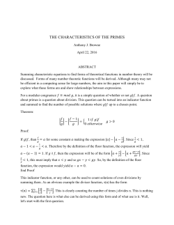 THE CHARACTERISTICS OF THE PRIMES