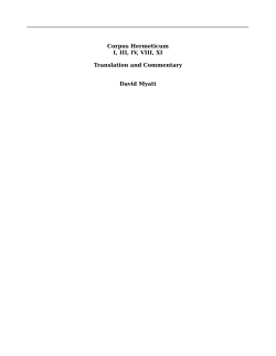 Corpus Hermeticum I, III, IV, VIII, XI
