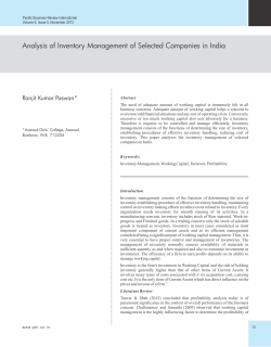 Analysis of Inventory Management of Selected Companies