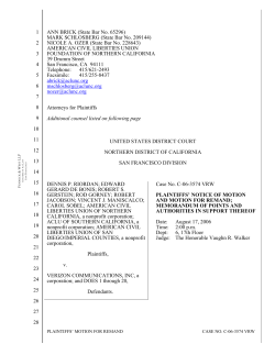Riordan Remand Motion - ACLU of Northern California