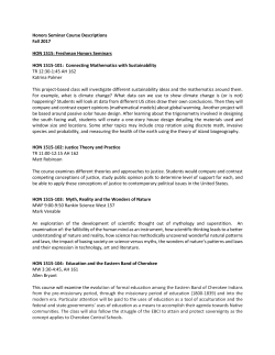 Honors Seminar Course Descriptions Fall 2017 HON 1515