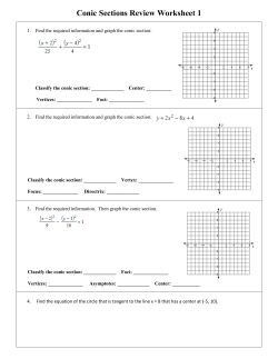Conic Sections Review Worksheet 1