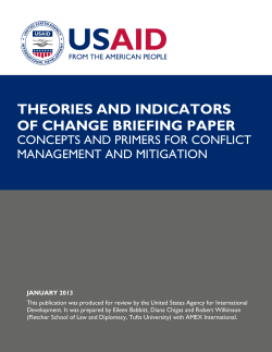 Theories and Indicators of Change in Conflict Management and