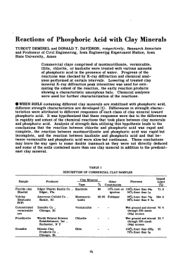 Reactions of Phosphoric Acid with Clay Minerals