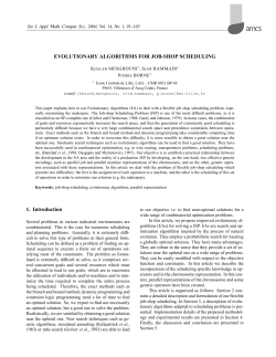EVOLUTIONARY ALGORITHMS FOR JOB