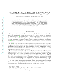 Groups satisfying the two-prime hypothesis with a composition factor