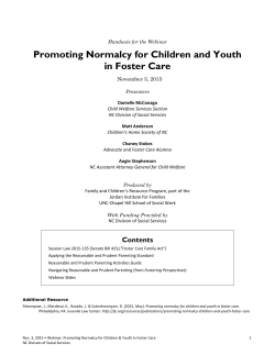 Promoting Normalcy for Children and Youth in Foster Care